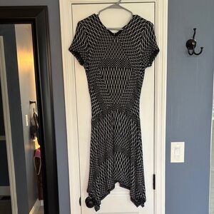 BCBGMaxAzria Black and White Asymmetrical Dress